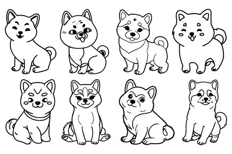 Cute Shiba Inu Puppy Line Art SVG Bundle Graphic by BDB_Graphics ...