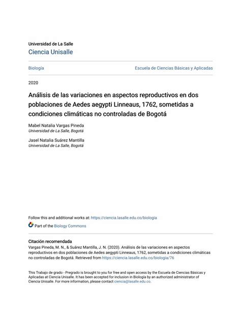 Pdf An Lisis De Las Variaciones En Aspectos Reproductivos En