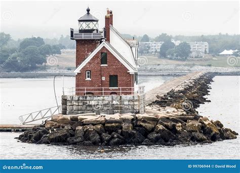 Rockland Breakwater Lighthouse from the Water in Maine Stock Photo ...