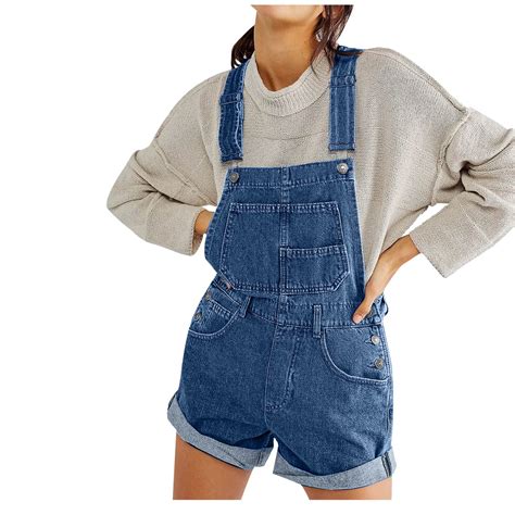 E 843 Royal Blue Denim Shorts For Women Fall Summer Loose Fit Casual Overall Cowgirl Straight