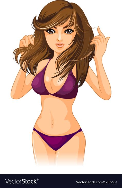 A Sexy Girl Wearing A Purple Bikini Royalty Free Vector