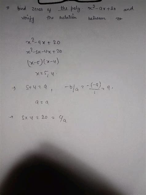 Find The Zeroes Of The Quadratic Polynomials And Verify The