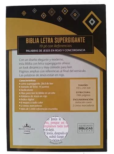 Biblia Reina Valera 1960 Letra Super Gigante Cierre Índice MercadoLibre