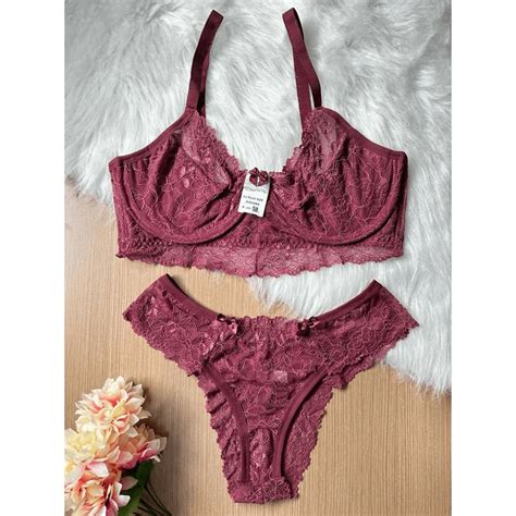 Kit Conjuntos Lingerie Plus Size Calcinha E Suti Todo Em Renda