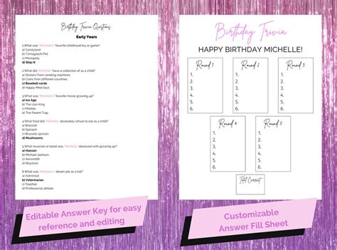 Birthday Trivia Game, Birthday Games for Her, Customizable Slideshow ...