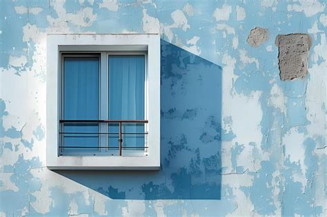 Premium Photo | A window with a blue paint on it