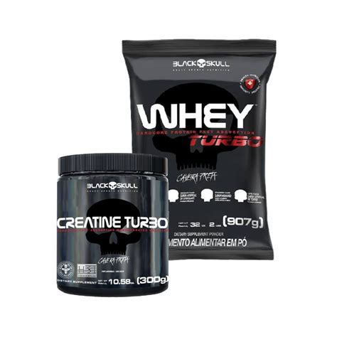 Kit Whey Turbo 907g Mais Creatina Turbo 300g Black Skull Shopee Brasil