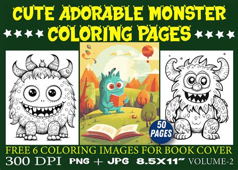 50+ Cute Adorable Monster Coloring Pages Graphic by ArT zone · Creative