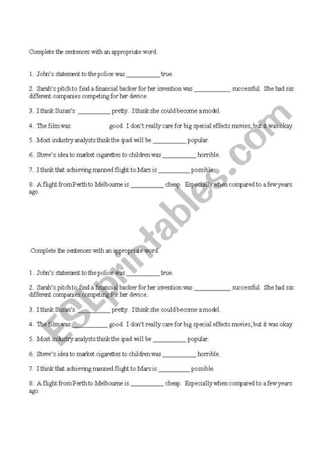 English Worksheets Adverb Adjective Collocations