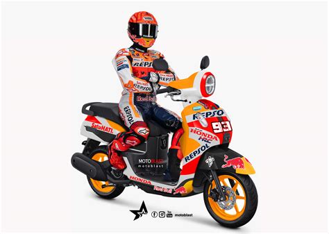 Modifikasi Striping Yamaha Fazzio Hybrid Repsol Honda Racing Motogp