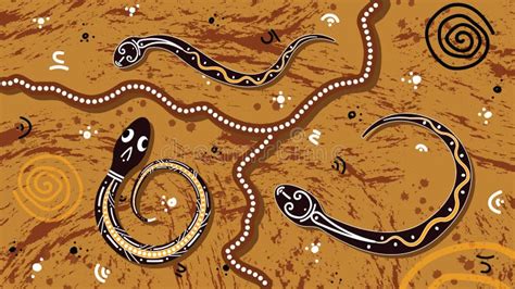 Pintura Aborigen Del Vector Del Arte Con La Serpiente Ilustración del