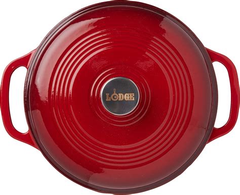 Lodge Ec6d43 6 Quart Red Enameled Cast Iron Dutch Oven