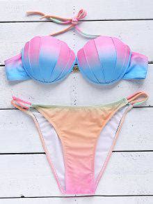 Ombre Strapless Bikini Set In Colormix Zaful