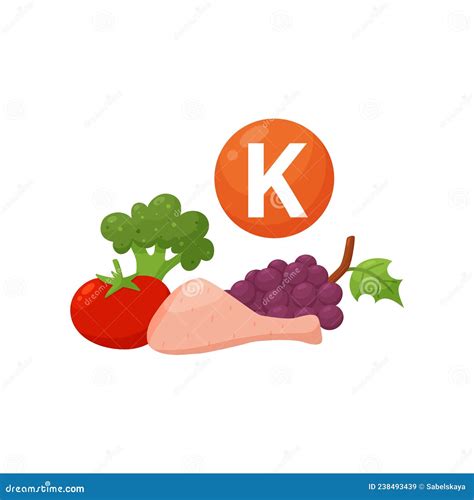 Vitamin K Food Natural Sources Flat Vector Illustration Isolated On