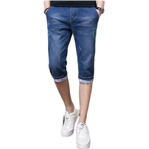 Pantacourt Homme En Jean Taille Lastique Coton Slim V Tement Masculin