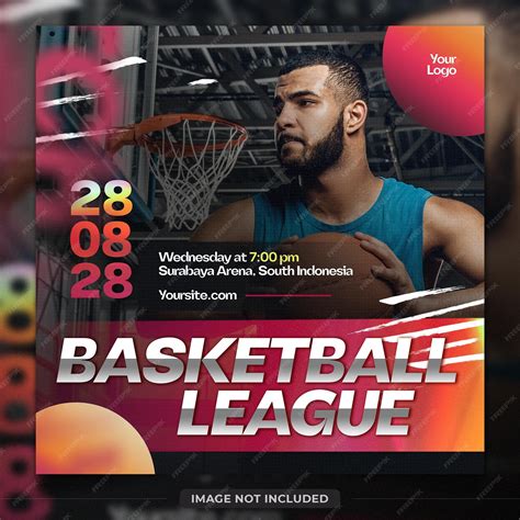 Premium PSD | Basketball league social media template design