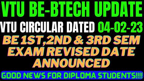 Vtu Exam Update For Sem Students Vtu Circular Diploma