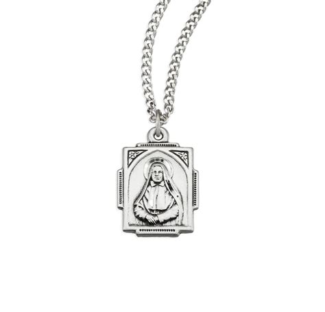 Sterling Silver St Frances X Cabrini Square Medal