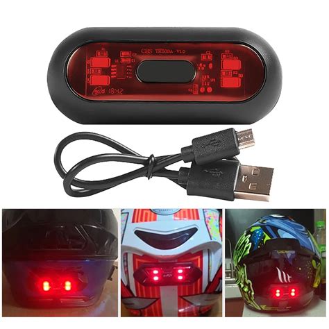 Luz LED De Advertencia Para Casco De Motocicleta 4 Luces Led