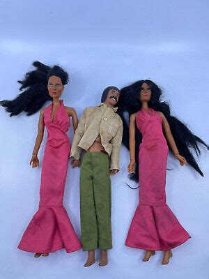 Vintage Mego Cher Dolls Lot Of 3 1975 Original Pink Long Dress W Sonny