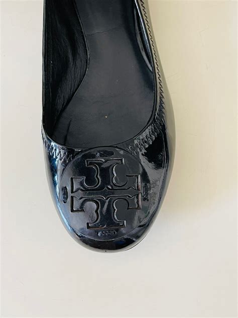 Tory Burch Reva Ballet Flats Black Patent Leather Sho Gem