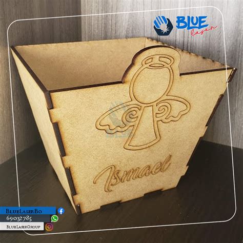 Cestas Multiuso Personalizadas Mdf Natural Docena Blue Laser