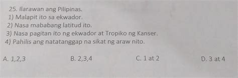 25ilarawan Ang Pilipinas1malapit Ito Sa Ekwador2nasa Mababang