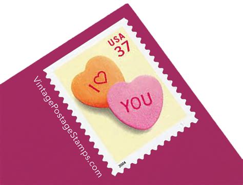 37¢ Candy Hearts 20 Stamps Heart Candy Stamp Vintage Candy