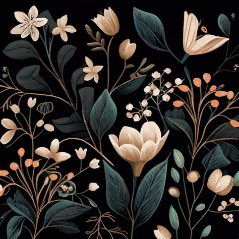 Premium Vector | Organic dark floral texture pattern background Vector