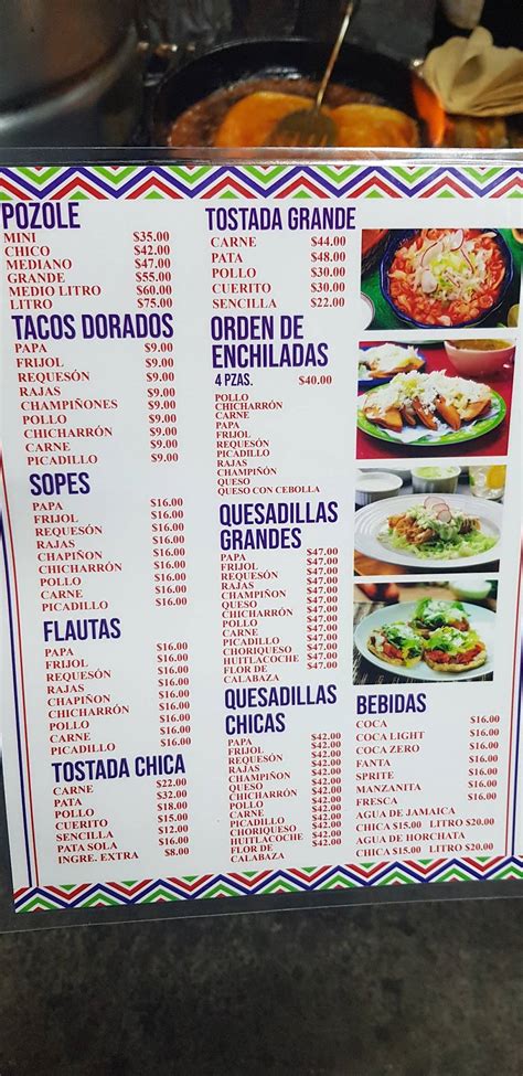 Carta Del Restaurante Antojitos Mexicanos Dory S Guadalajara