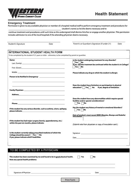 Fillable Online Wwcc Wy Emergency Treatment Fax Email Print Pdffiller