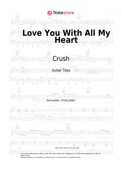 Love You With All My Heart Tabs Guitar Crush In Note Store Guitar