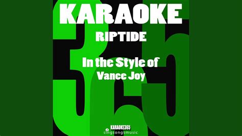 Riptide In The Style Of Vance Joy Karaoke Version Youtube