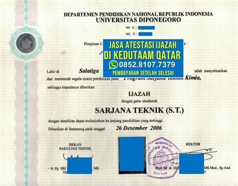 Peraturan Baru Atestasi Ijazah Di Kedutaan QATAR Pembayaran Setelah Jadi