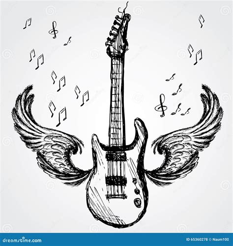 Rock Guitar And Wings Stock Vector Illustration Of Audio