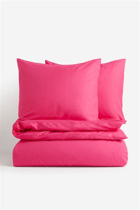 Cotton Kingqueen Duvet Cover Set Hot Pink Home All Handm Us