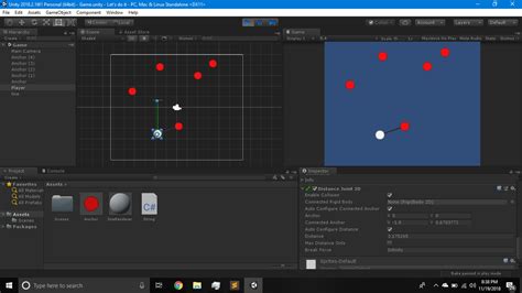 How To Configure A Connected Rigid Body In A DistanceJoint2D Inside A