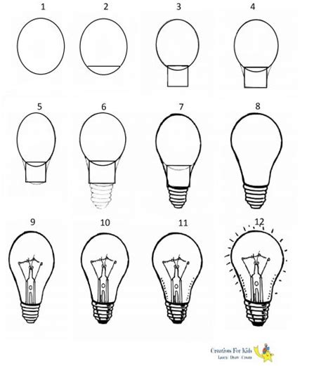 How To Draw A Lightbulb Step By Step Tutorial Light Bulb Drawing