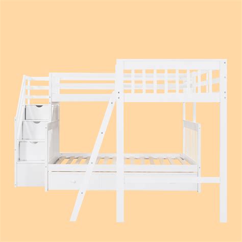 Harriet Bee Eszti Twin 3 Drawer Solid Wood L Shaped Bunk Beds By