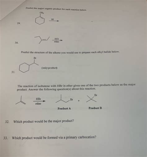 Solved Predict The Major Organic Product For Each Reaction Chegg