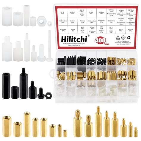 Hilitchi 400PCS M2 M2 5 M3 M4 Male Female Hex Brass Spacer Standoff