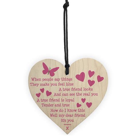 A True Friend Motivational Friendship Wood Hanging Heart T