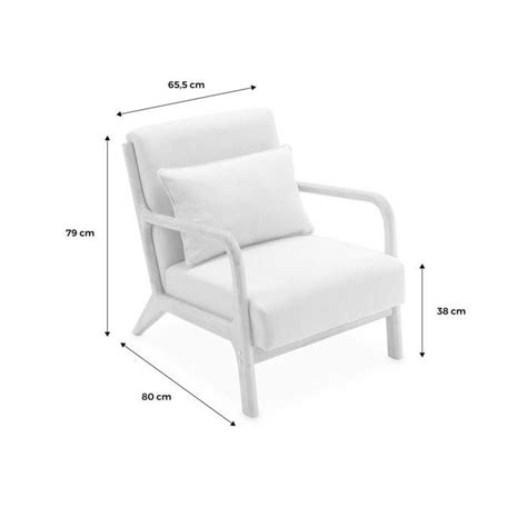 Fauteuil Bouclettes Blanches Bois Et Tissu Place Droit Fixe