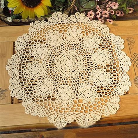 Amazon Laivigo New Handmade Crochet Lace Round Table Cloth Doilies