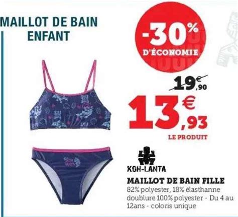 Promo Maillot De Bain Fille Koh Lanta Chez Hyper U