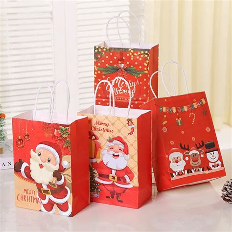 Bolsas De Papel Kraft De Pap Noel Para Regalos Embalaje De Caramelos De