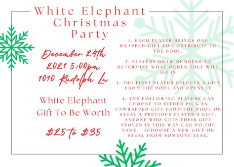 Classic White Elephant Christmas Party Invitation Printable Download - Etsy