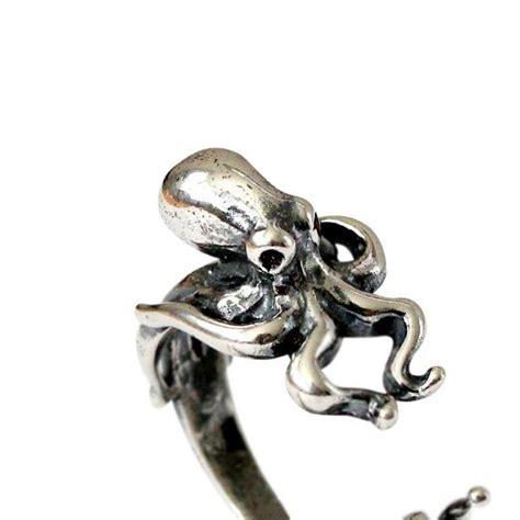 Silver Octopus Ring Sterling Overlay On Solid White Bronze