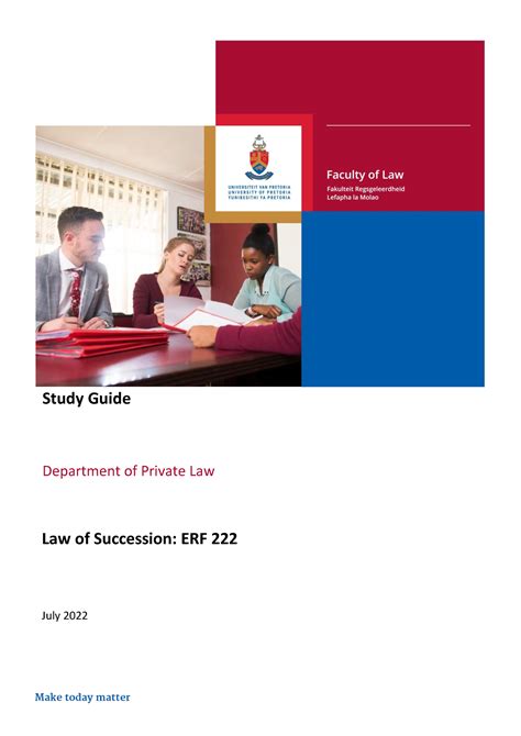 Study Guide - Study Guide Department of Private Law Law of Succession