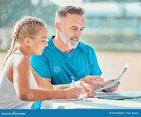 I Have No Doubt Youd Make The Championship A Handsome Mature Coach Sitting With A Tennis Player